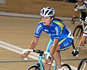 (Click for larger image) Clare Vlahopoulos leads Michelle King in the women's scratch race