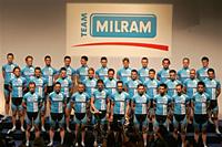 (Click for larger image) The members of Team Milram  for 2006 are presented in Bremen, northern Germany.