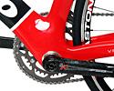 (Click for larger image) The bottom bracket area  - Cervelo has widened the seat and down tubes and increased the size of the chainstays to stiffen the whole area.