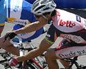 (Click for larger image) Robbie McEwen (Volvo) corners in Williamstown during stage one of the 2007 Jayco Bay Cycling Classics