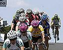 (Click for larger image) Riders in the women's race head down the home  straight in Portarlington