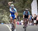 (Click for larger image) Robert Lyte (L) of the Bankstown Sports Cycling Club takes out the Men's Elite B' Grade race in Geelong.