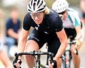 (Click for larger image) Toni Bradshaw (NZ)  puts the pressure on in the bunch.