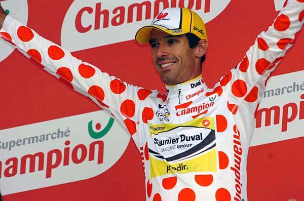 David Millar earned the polka-dot jersey having broken clear of the peloton when the Tour visited London in 2007