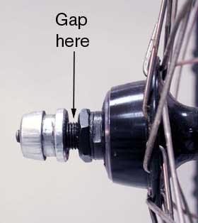 There should be a gap between locknut and skewer nut